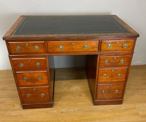 C19th Walnut Three Part Desk with Inset Leather Top