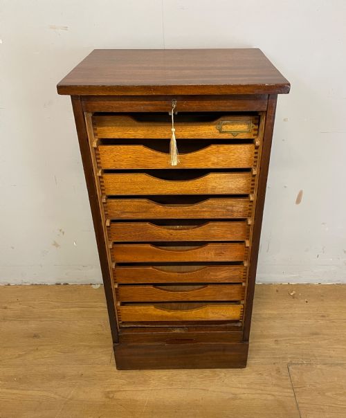 Edwardian Mahogany Tambour Fronted Filing Drawers