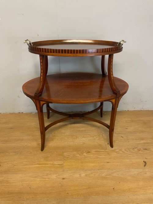 Edwardian Inlaid Mahogany Two Tier Etagere