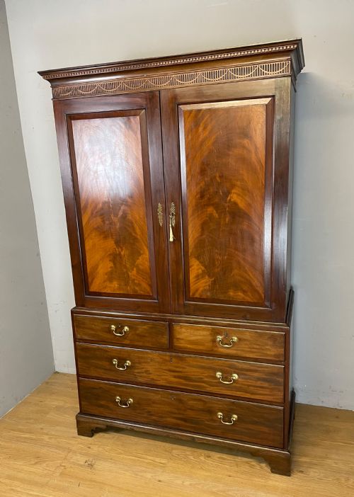 Antique Georgian Flame Mahogany Clothes Press Circa 1790