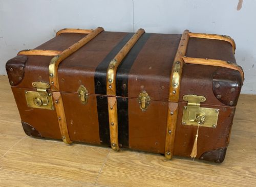 Victorian Bentwood Steamer Trunk with Original Interior Circa 1890