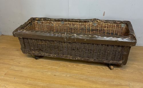 Wicker Mill Basket on Wooden Castors Circa 1920
