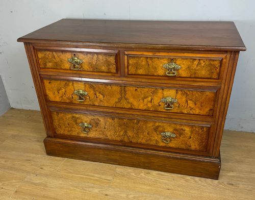 Arts and Crafts Burr Walnut Three Height Chest of Drawers by Miller and Co Leeds