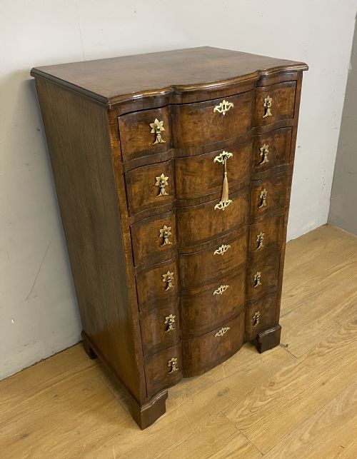 Serpentine Burr Walnut Chest of Drawers Circa 1920