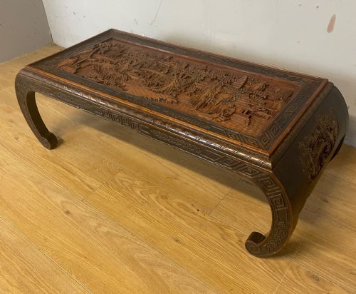 Antique Hand Carved Kang Opium Bed Coffee Table