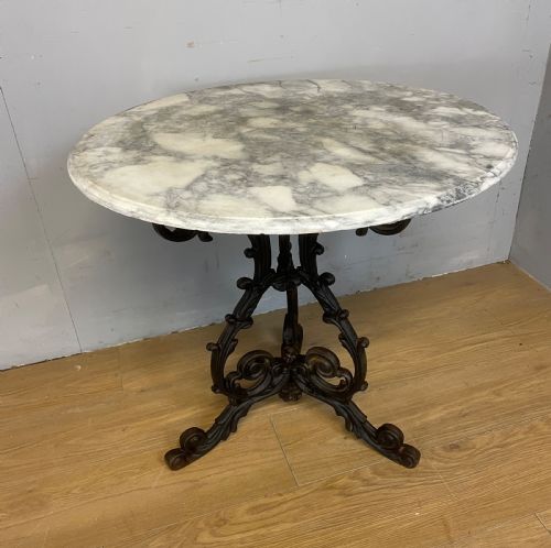 C19th Cast Iron Table with Carrara Marble Top