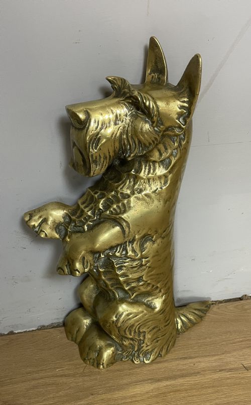 Large Brass Doorstop Modelled as a Scottie Dog Circa 1920