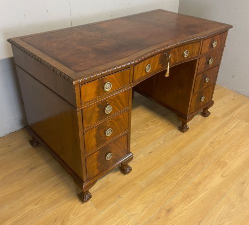 Mahogany Chippendale Style Desk on Ball and Claw Feet Circa 1920