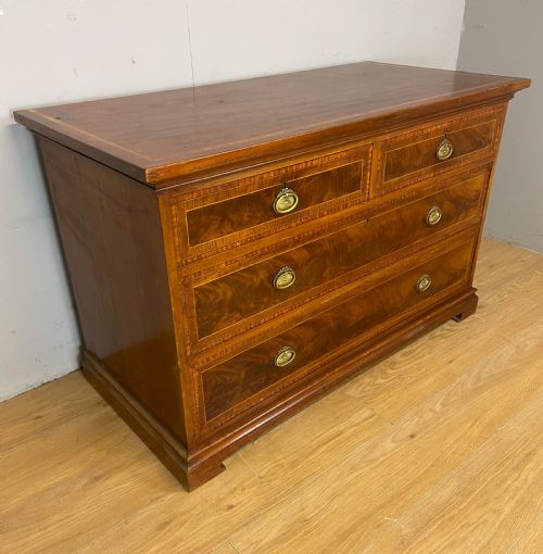 Late C19th Inlaid Mahogany Three Height Chest of Drawers by Christopher Pratt Bradford