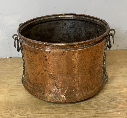 C19th Copper Log Bin with Iron Handles