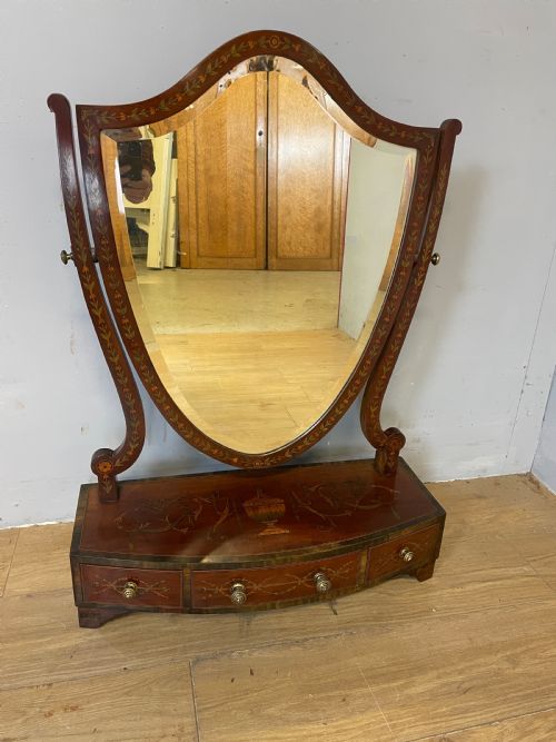 C19th Sheraton Revival Mahogany Swing Mirror with Marquetry Inlay