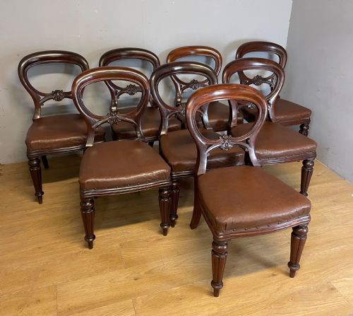 C19th Set of Eight Mahogany Balloon Back Chairs by a London Maker