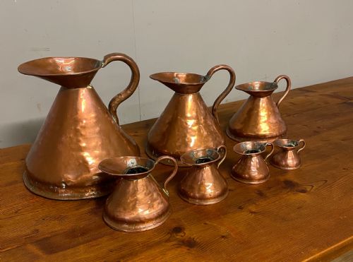 SET OF 7 GRADUATED GEORGIAN COPPER MEASURING JUGS - ADDITIONAL PHOTO 2