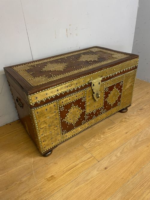 C19th Zanzibar Chest with Original Brass Decoration