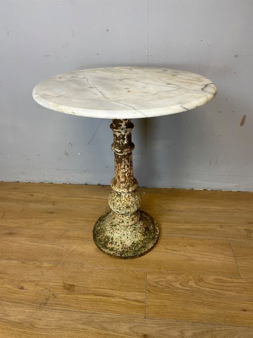 C19th Cast Iron Table with Carrara Marble Top