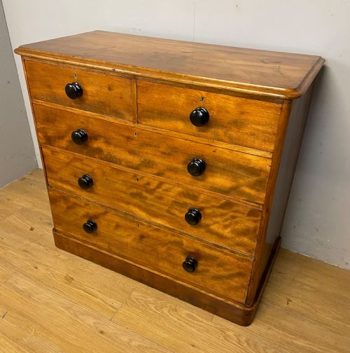 Antique Satin Birch Four Height Chest of Drawers Circa 1870