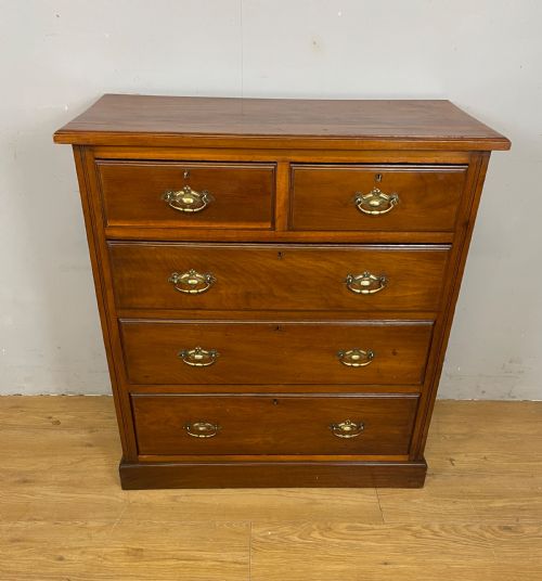 Late C19th Walnut Four Height Chest of Drawers with Solid Brass Handles