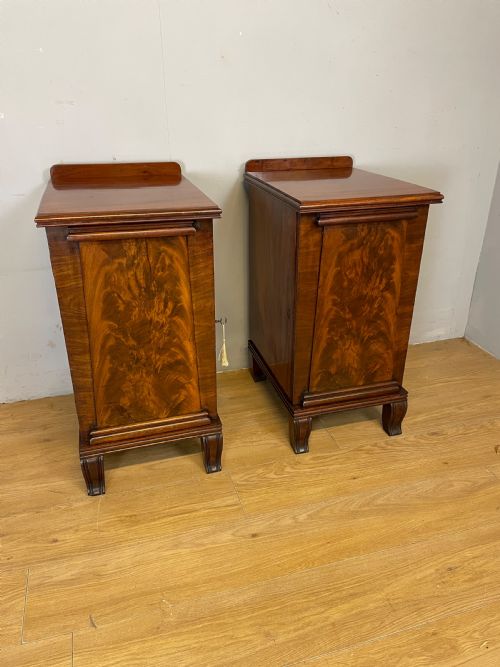 Pair of Regency Flame Mahogany Bedside Cabinets