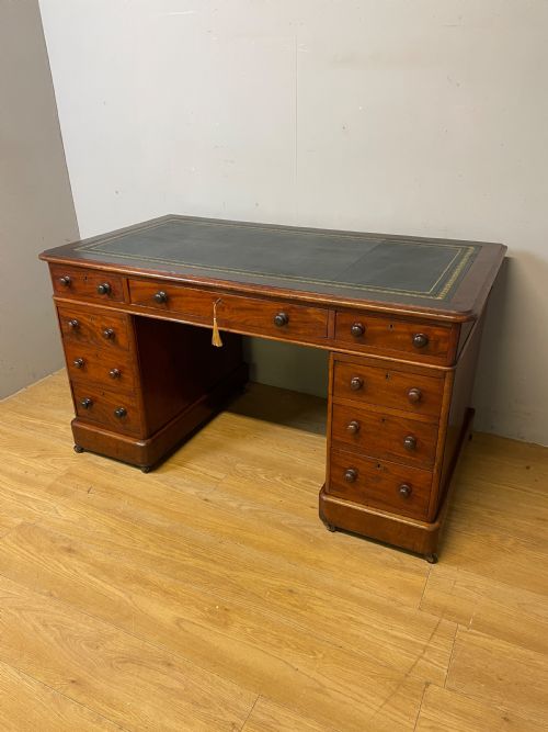 C19th Mahogany Twin Pedestal Three Part Desk