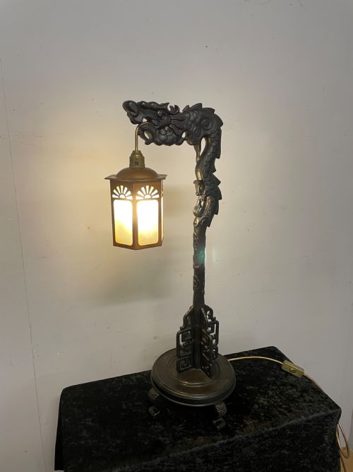 Early C20th Carved Oriental Dragon Light