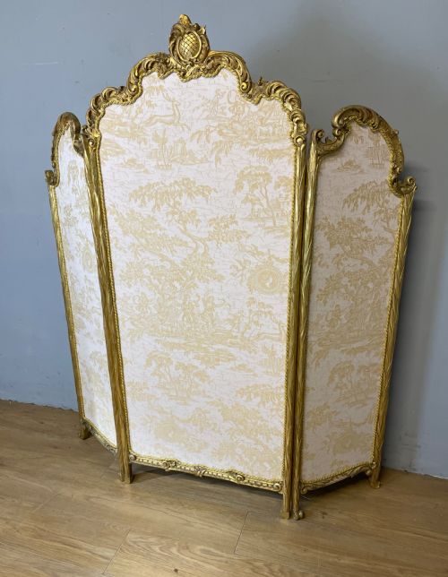 THREE PANEL GILT WOOD SCREEN CIRCA 1930