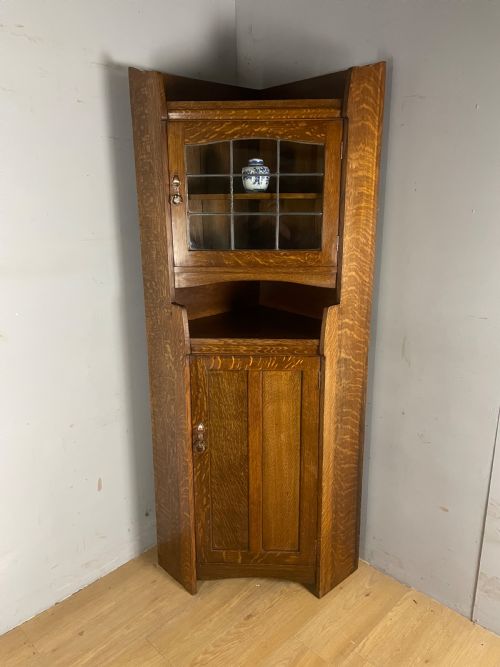 Liberty and Co Arts and Crafts Solid Oak Corner Cabinet