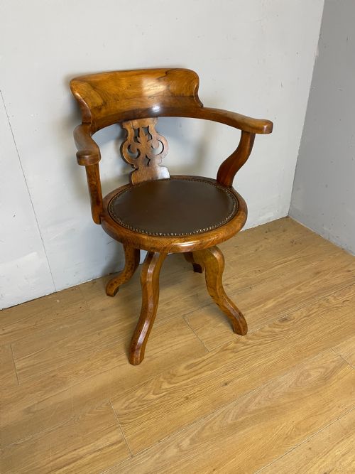 C19th Walnut Revolving Desk Chair