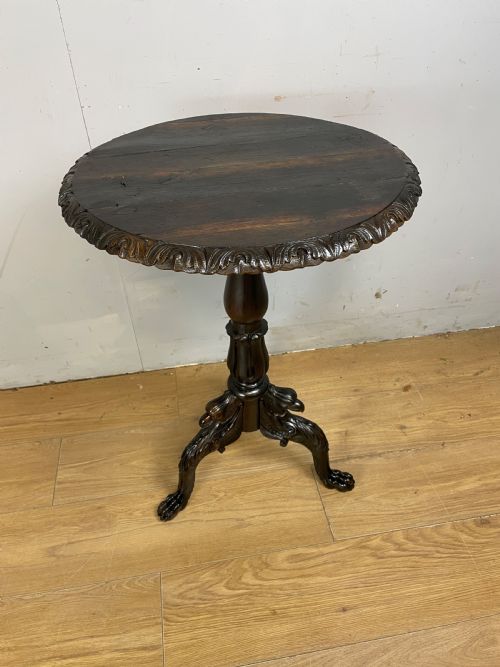 Late C18th Rare Carved Oak Tripod Table