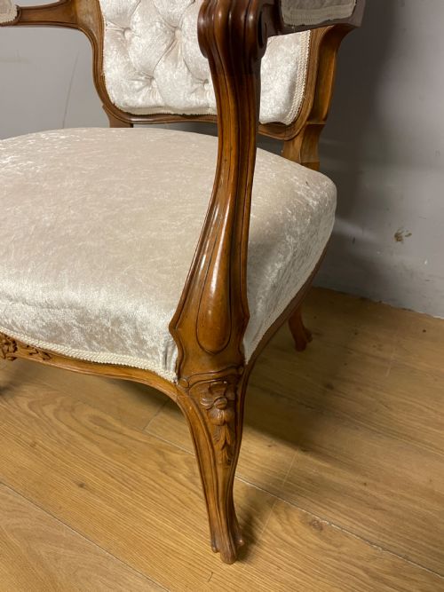 SOLID WALNUT LOUIS QUINZE STYLE ARMCHAIR CIRCA 1900 - ADDITIONAL PHOTO 2