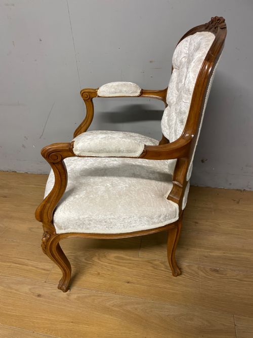 SOLID WALNUT LOUIS QUINZE STYLE ARMCHAIR CIRCA 1900 - ADDITIONAL PHOTO 6