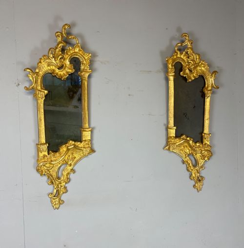 Pair of Carved Gilded 18th Century Style Mirrors Circa 1900