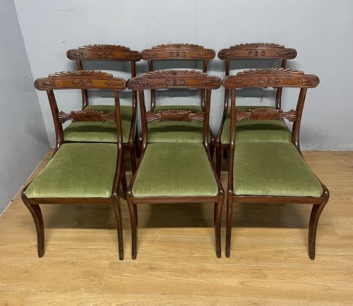 Set of 6 Regency Mahogany Sabre Legged Dining Chairs