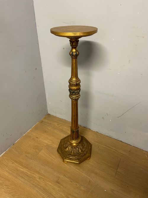 C19th Italian Giltwood and Gesso Carved and Part Painted Torchere