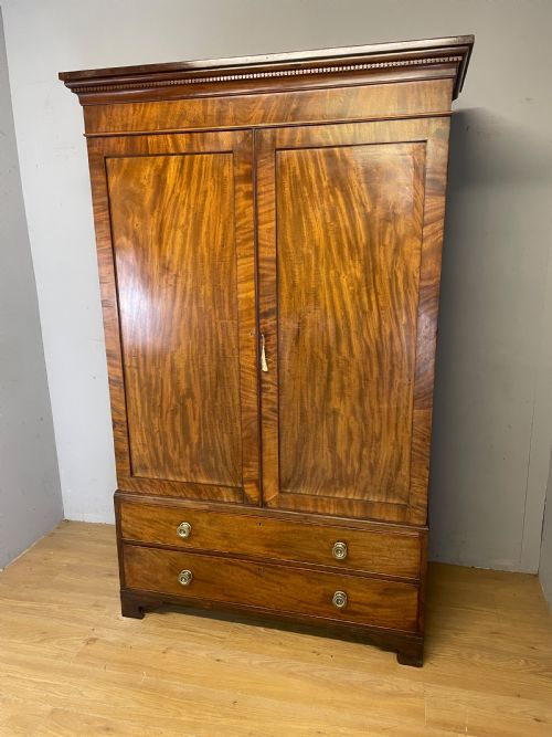 Rare Georgian Flame Mahogany Double Wardrobe Circa 1830