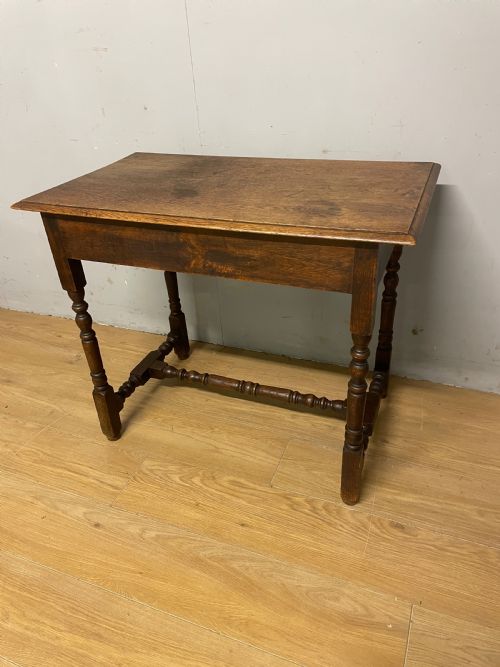 C19th Solid Oak Side Table on Turned Legs Ex York Minster