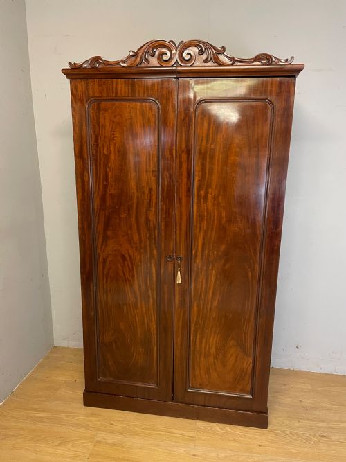 C19th Flame Mahogany Double Wardrobe Superb Colour and Patina