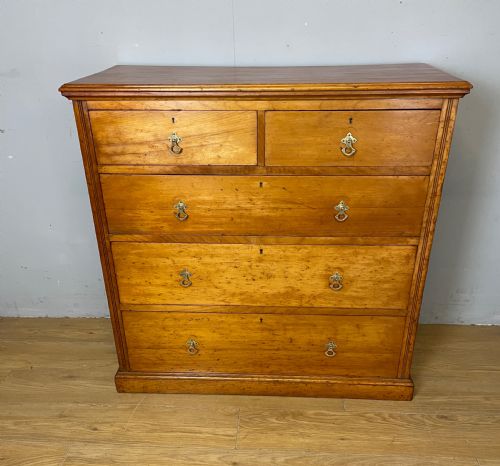 C19TH SATIN WALNUT GOTHIC STYLE CHEST OF DRAWERS - ADDITIONAL PHOTO 1