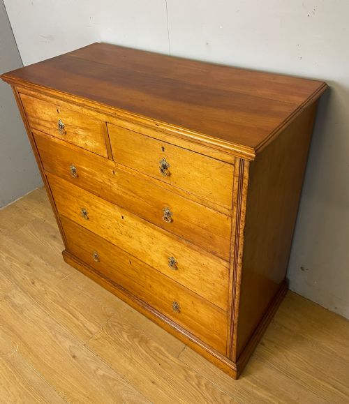 C19TH SATIN WALNUT GOTHIC STYLE CHEST OF DRAWERS - ADDITIONAL PHOTO 2