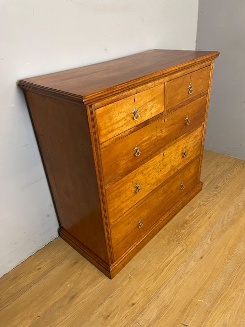 C19TH SATIN WALNUT GOTHIC STYLE CHEST OF DRAWERS - ADDITIONAL PHOTO 3