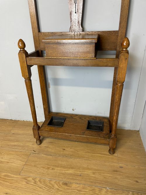 ARTS AND CRAFTS SMALL GOLDEN OAK HALL STAND - ADDITIONAL PHOTO 9