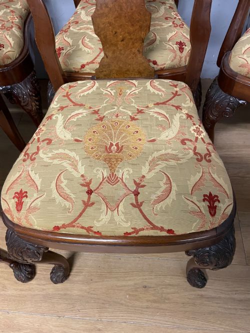 SET OF 6 QUEEN ANNE STYLE BURR WALNUT DINING CHAIRS CIRCA 1920 - ADDITIONAL PHOTO 3
