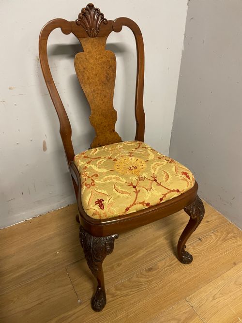 SET OF 6 QUEEN ANNE STYLE BURR WALNUT DINING CHAIRS CIRCA 1920 - ADDITIONAL PHOTO 11