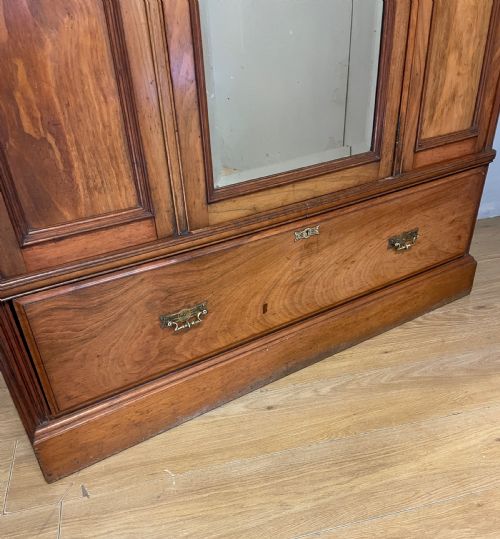 LATE C19TH ARTS AND CRAFTS SATIN WALNUT WARDROBE - ADDITIONAL PHOTO 2