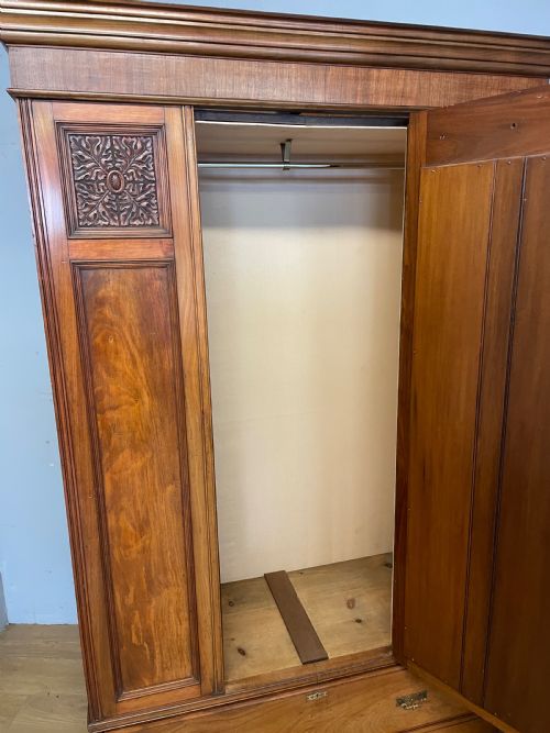 LATE C19TH ARTS AND CRAFTS SATIN WALNUT WARDROBE - ADDITIONAL PHOTO 6