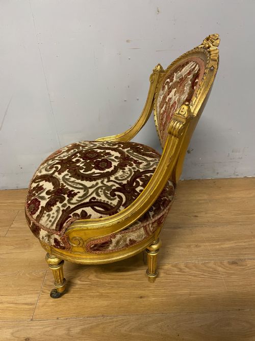 C19TH CARVED GILTWOOD NURSING CHAIR - ADDITIONAL PHOTO 7