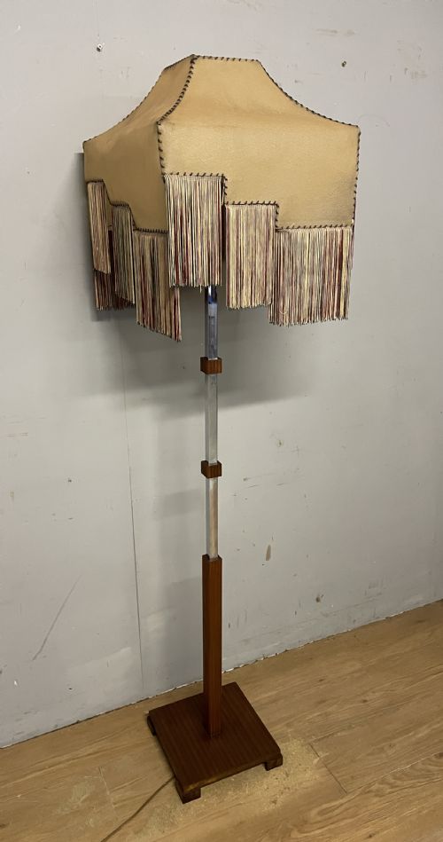 ART DECO CHROME STANDARD LAMP WITH ORIGINAL PARCHMENT SHADE - ADDITIONAL PHOTO 2