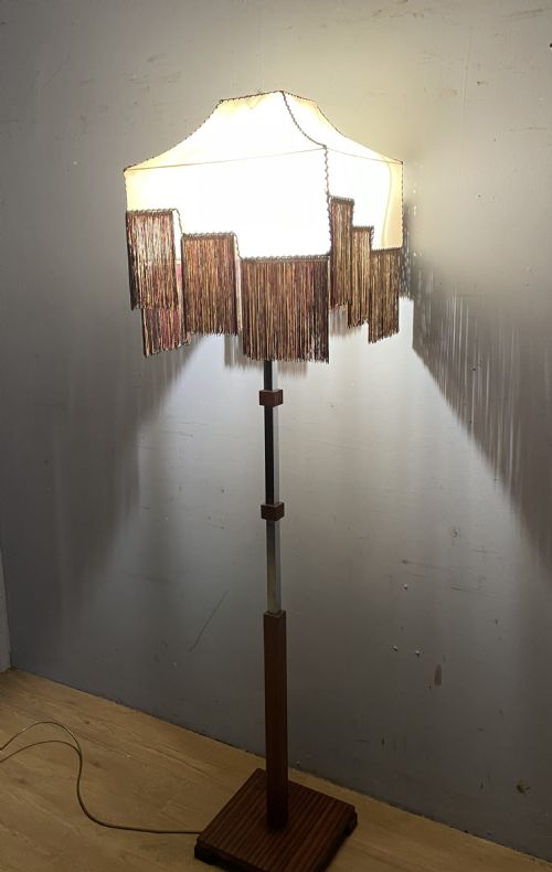 ART DECO CHROME STANDARD LAMP WITH ORIGINAL PARCHMENT SHADE - ADDITIONAL PHOTO 3