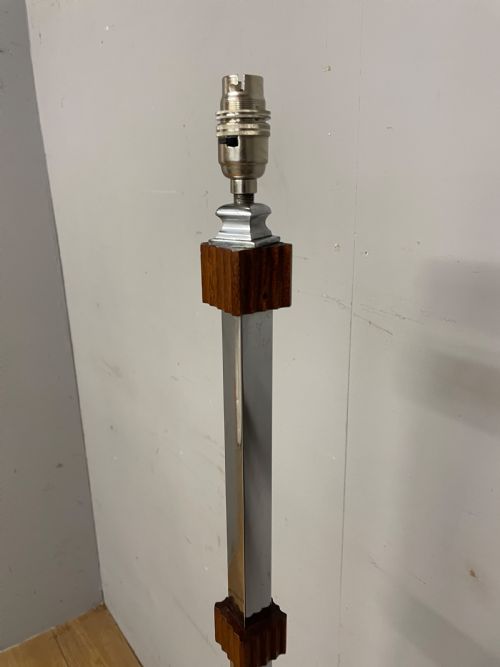 ART DECO CHROME STANDARD LAMP WITH ORIGINAL PARCHMENT SHADE - ADDITIONAL PHOTO 7