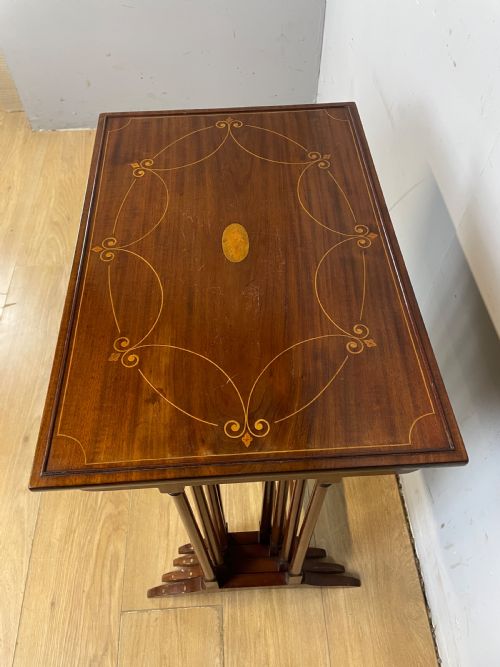EDWARDIAN INLAID MAHOGANY NEST OF FOUR TABLES QUARTETTO - ADDITIONAL PHOTO 3