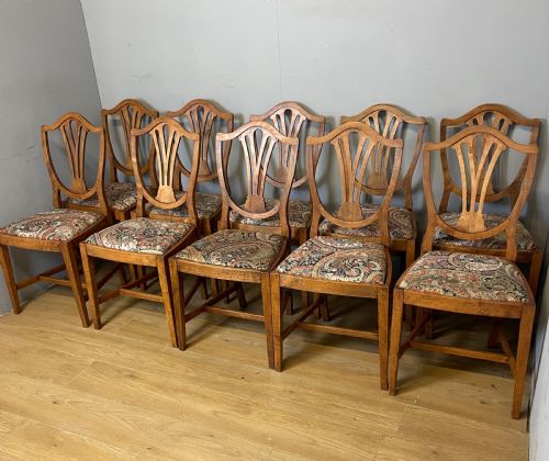set of 10 late c19th country hepplewhite style dining chairs - CATEGORY: ANTIQUE CHAIRS - DATED 1890